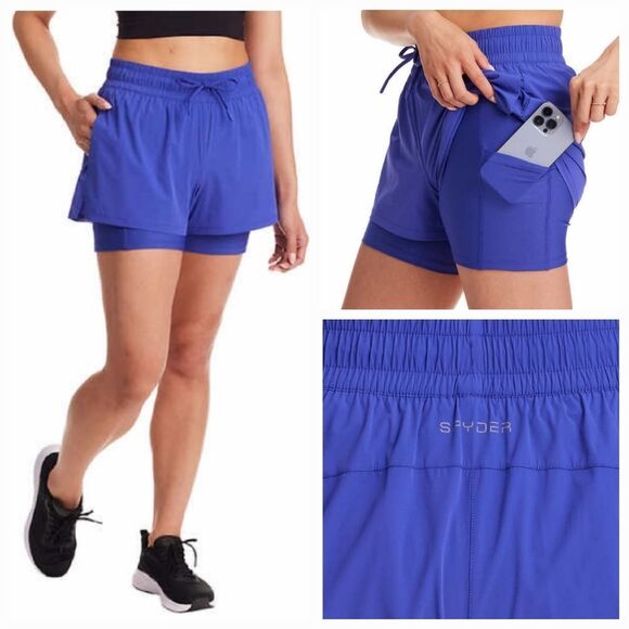 ☔️🔸️NWT Spyder Athletic Blue Lined Shorts Small - Picture 1 of 12
